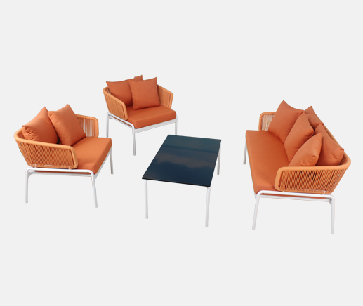 Conjunto de sofá ao ar livre moderno de corda laranja